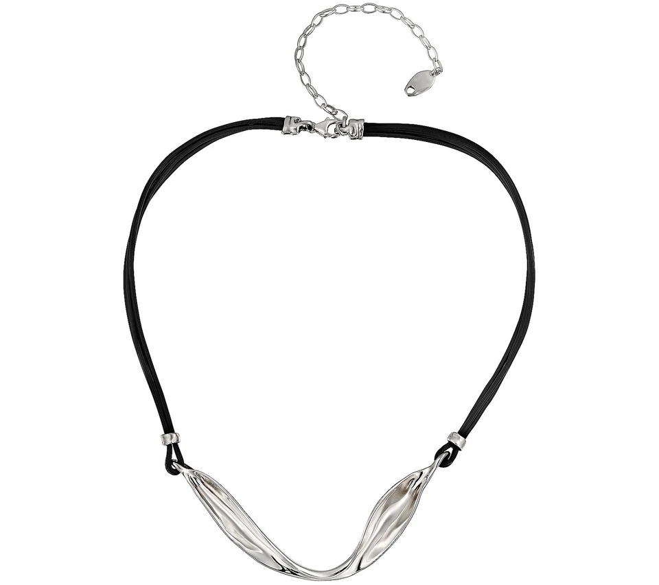 Collar de cuero QVC Hagit de plata esterlina estación central Foto 3 de 3
