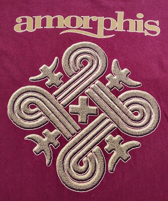 Amorphis T-shirt Finnish Heavy Metal Band Looped Square Maroon Men's Size Medium