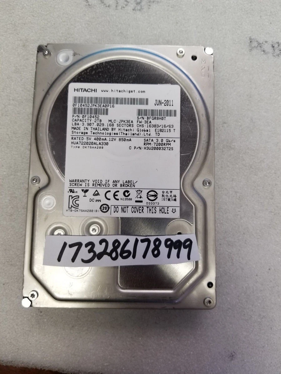 Hitachi HGST HUA722020ALA330 0F10452 Ultrastar 2TB SATA Enterprise