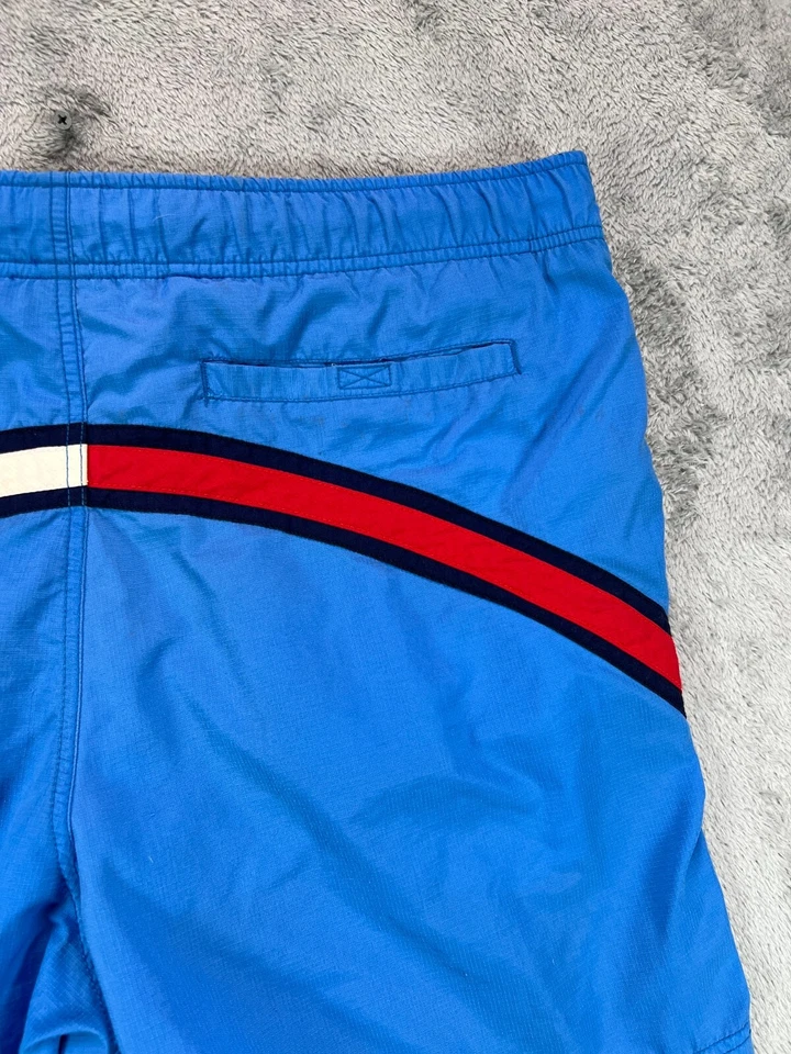 Tommy HilfigerY2K Swimsuit Shorts Medium Blue Nylon Embroidered Logo Mesh Lined - Image 4 of 4
