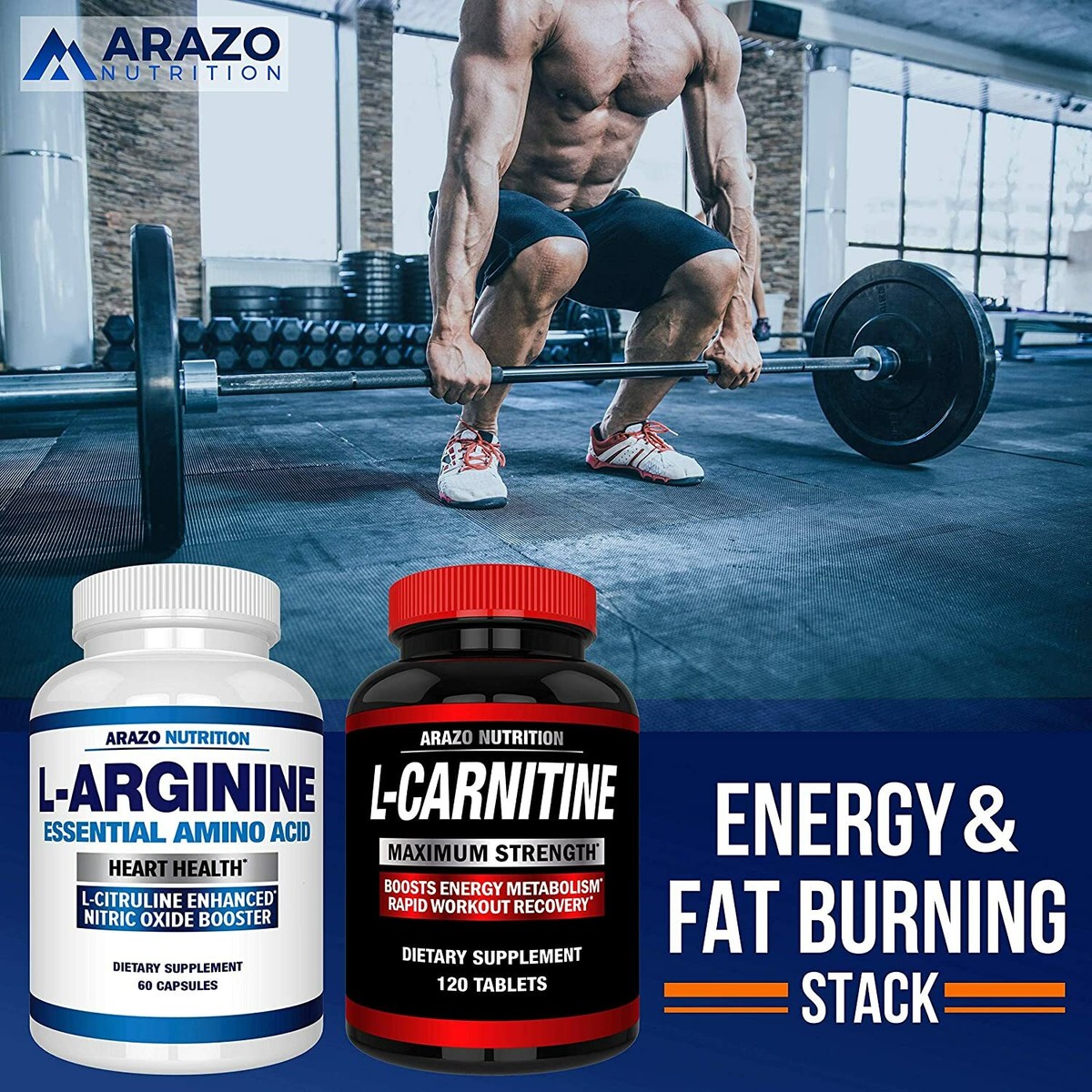 l carnitine and l arginine stack L Arginina - Apoya la salud del corazón y la ganancia muscular, 60 cápsulas