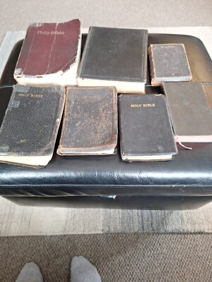 Selection Of Bibles,  & Salvation Army Song Book Some Well Used And Writing In S