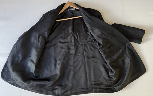 Vintage Jennifer Moore Women 16W Black 100% Linen Blazer Coastal Shoulder Pad - Picture 10 of 17