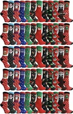 Yacht & Smith Christmas Printed Fun Lot OF Crew Knee High Fuzzy Slipper Socks