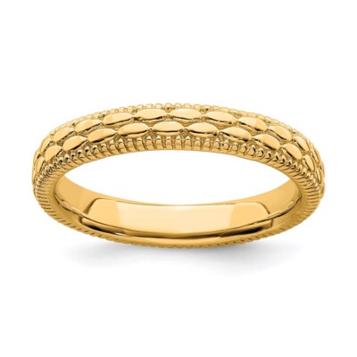 Sterling Silver Stackable Expressions Gold-plated Patterned Ring