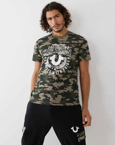 True Religion Mens Graphic Tee Camo 