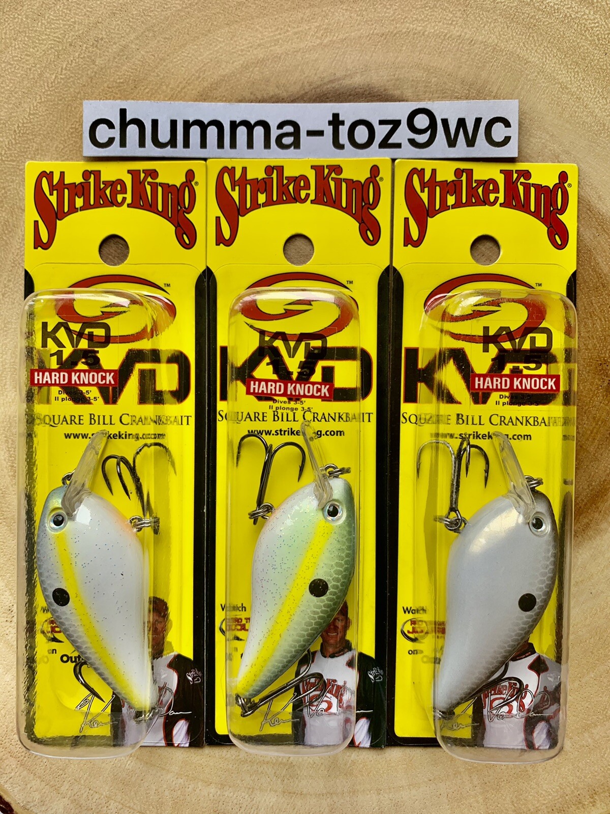 KVD1.5 (Lot Of 3) “Hard Knock” Square-bill Crankbait, Strike King, Bass, NWT! - Image 3