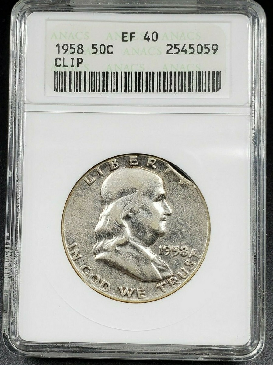 早い者勝ち　アメリカ エラー 1958 Franklin Half Dollar Error Coin ANACS CERTIFIED EF40 Planchet