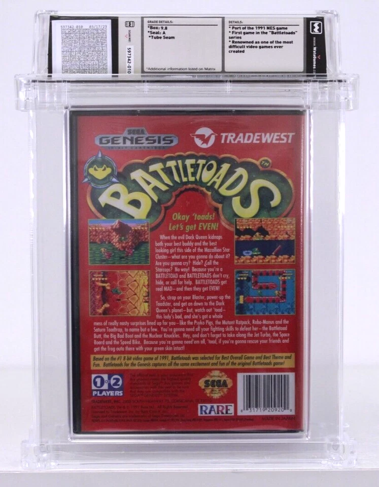 Battletoads Sega Genesis New Clamshell Factory Sealed WATA Grade 9.8 A TOP POP - Image 2 of 3