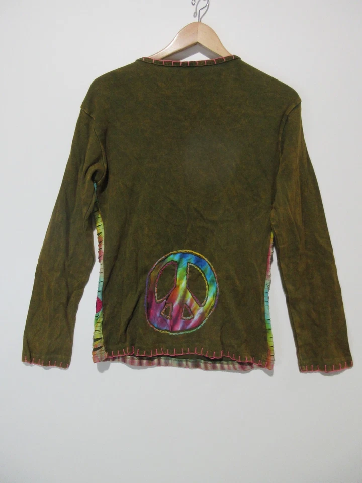 Talla L/XL (M/L) NUEVO CON ETIQUETAS Tienda Terapia Top Camisa Tie Dye Hippie Boho Festival Colorido Foto 4 de 4