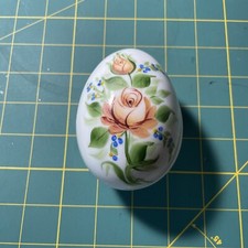 NWGCC 15 Th WESTMORELAND Glass Egg Trinket Box pansy 2004 No. 03 E Brown Signed