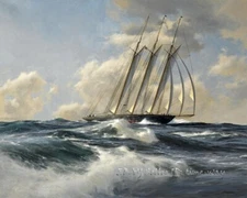 Nautical Sea Sailboat Sailing Ship Oil painting Giclee Printed on Canvas P073