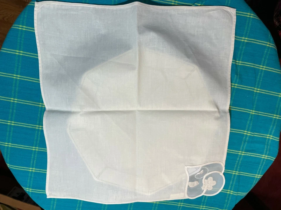 12 Ecru Dinner's Napkins Embroidered Heart Insert Shadow Work on Organdy 16" New - Image 4 of 4