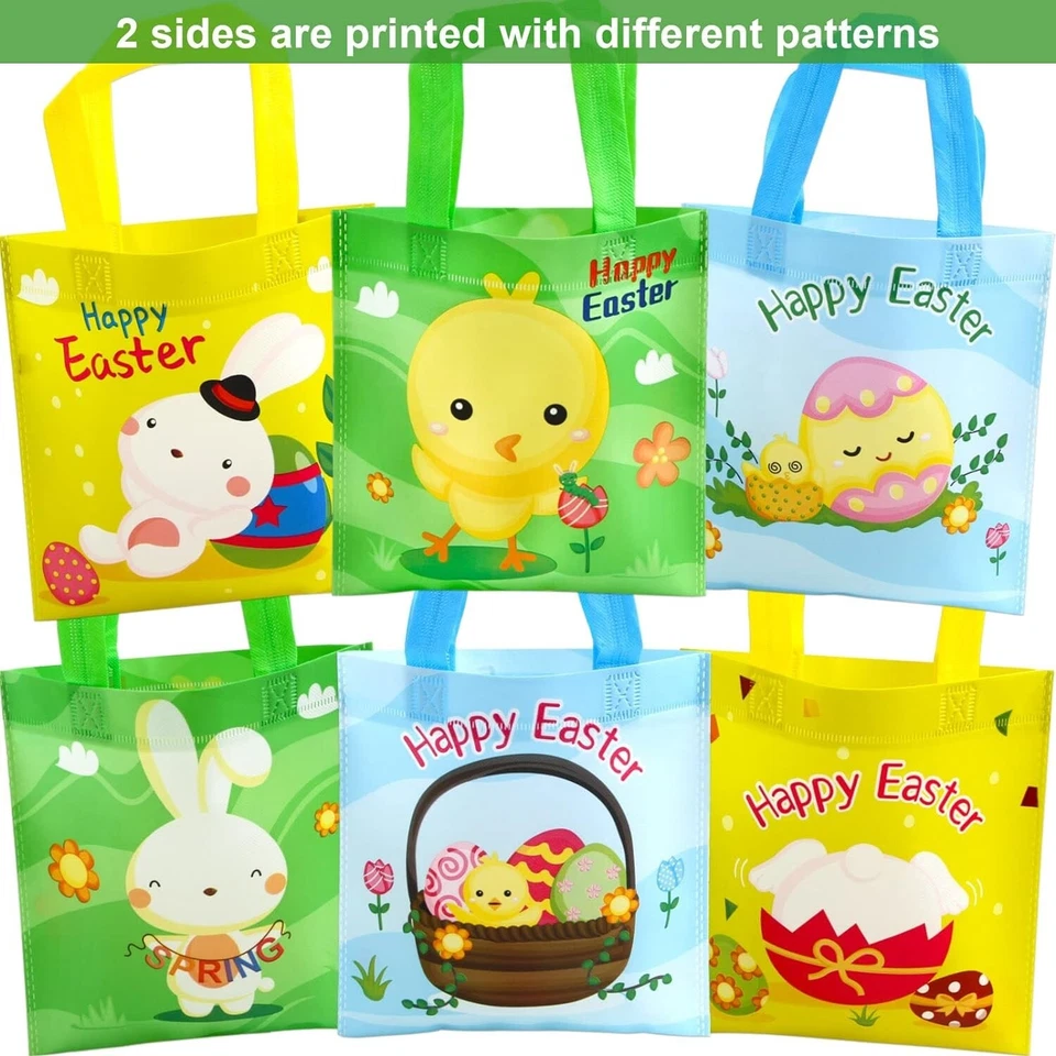 24 bolsas de regalo de Pascua con asas bolsas para regalos de fiesta bolsas de golosinas para niños  Foto 2 de 4