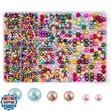 Secmity 1400pcs Pearl Beads for Jewelry Making, 3 Size Multicolor Loose Beads