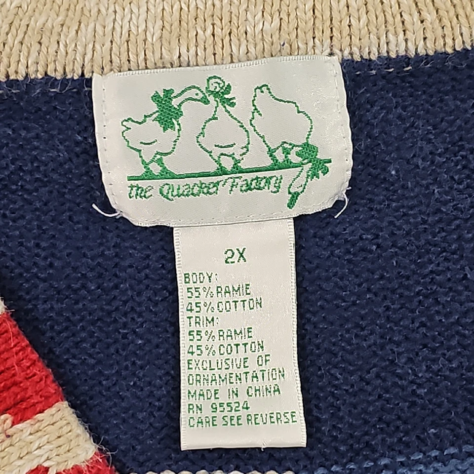 Quacker Factory Sweater Womens 2X Blue Knit Cardigan USA Flag Stars Patriotic - Image 4 of 4