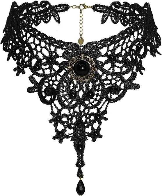 Gothic Lace Choker Necklace,Non Piercing Nipple Jewelry Body Chains for Men Wome - Image 1 of 4