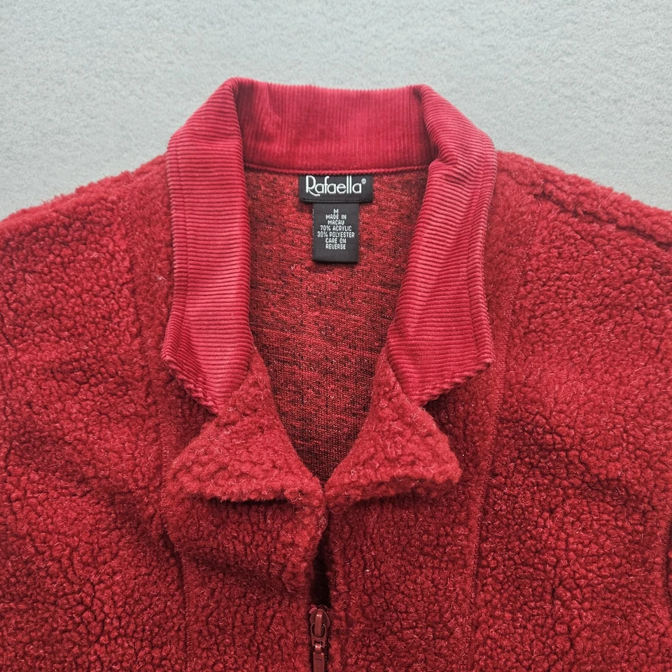 Rafaella Women's Size Medium Red Sleeveless Sherpa Fleece Vest - Image 2 of 4