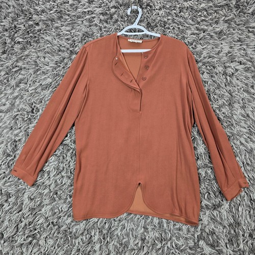Vintage Giorgio Armani Le Collezioni Womens Long Sleeve Shirt Rust Orange Sz 6