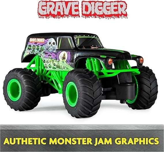 Monster Jam oficial Grave Digger controle remoto Monster Truck, escala 1:24, 2.4GHz - Imagem 3 de 4
