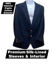 Vintage Silk-Lined Men's 90s Kingsridge Blazer Interior Poplin Cotton 48R