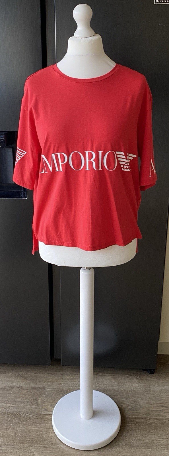 Ladies EA7 Emporio Armani Red Cropped T-Shirt  - Size XL - Brand New With Tags