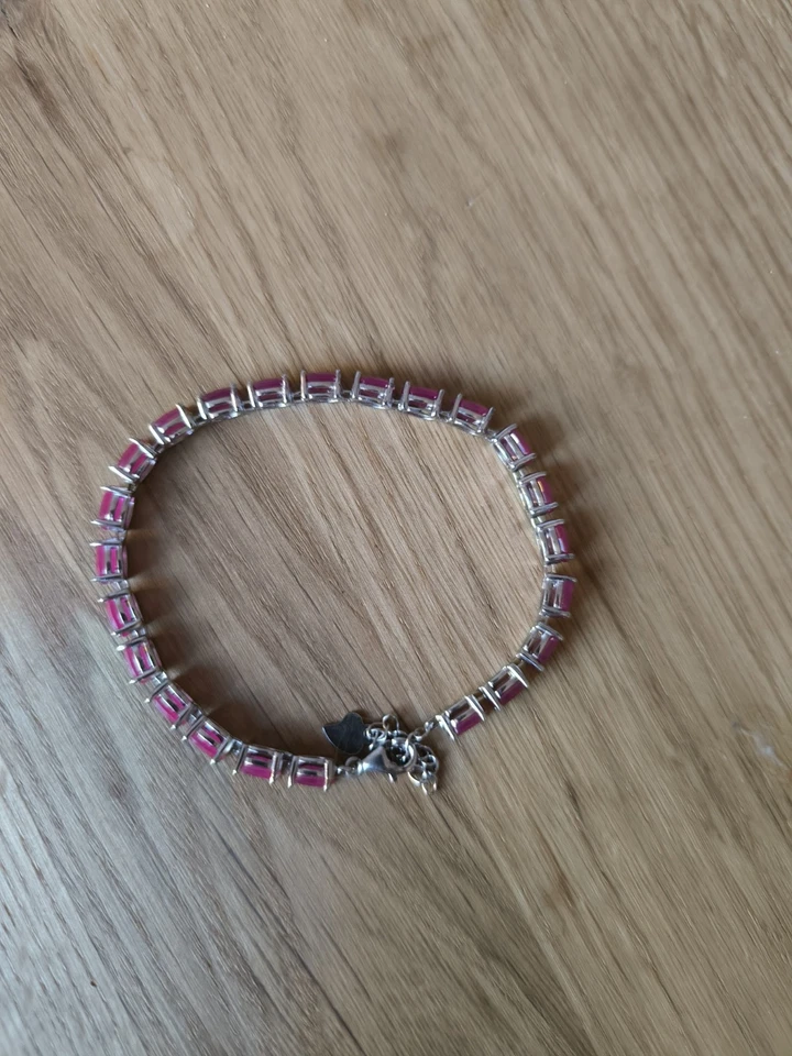 Echtes Rubin 925 Silber Tennis Armband ca. 6 x 4 mm Naturstein Schmuck - Bild 4 von 4