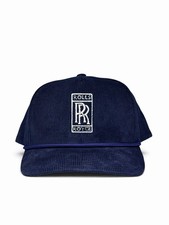 Vintage Rolls Royce Corduroy Snapback Hat Baseball Cap cord cars racing 90s Navy