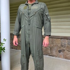 Vintage US Military Flight Suit 46L Sage Green CWU-27/P Flyers Nomex Coverall
