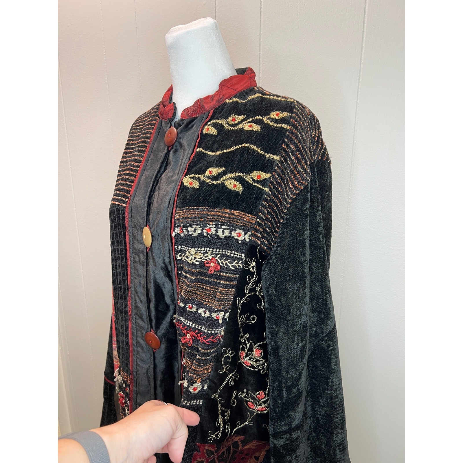Flashback Womens Patchwork Jacket Size L Velvet E… - image 9