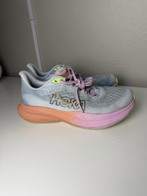 HOKA Mach 6 Running Shoes Women s 8 Gray Pink Athletic Sneakers Lightweight