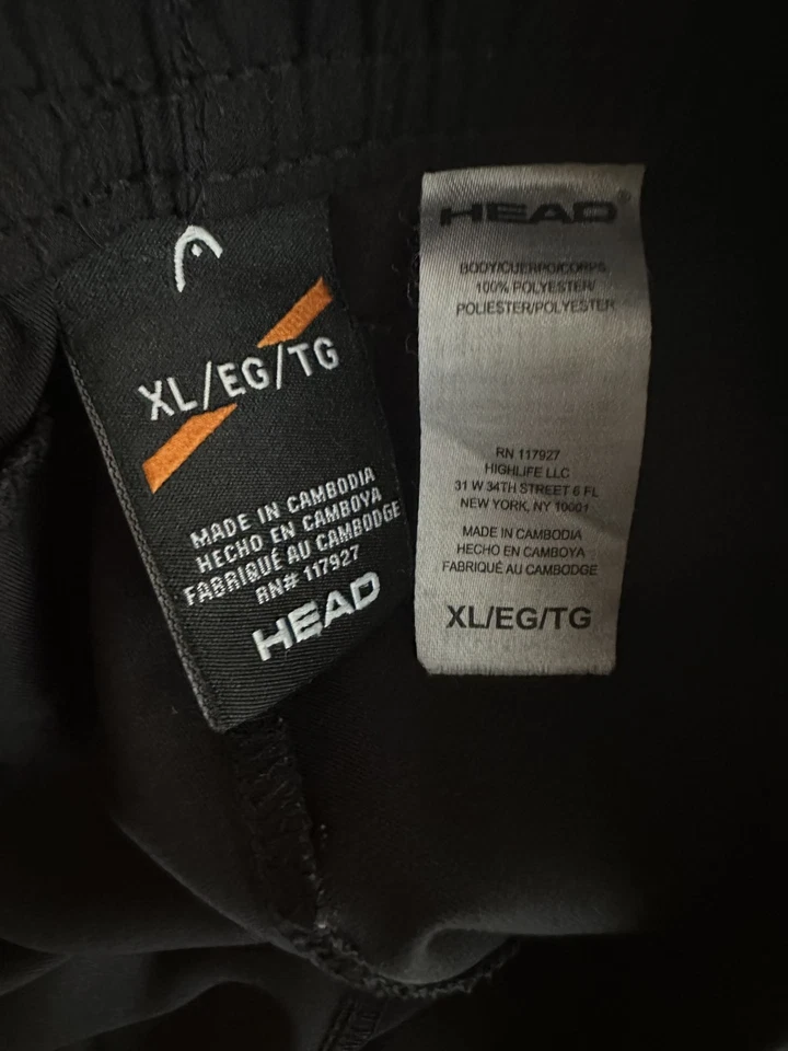 HEAD Shorts Mens XL Black Athletic Training Activewear Elastic Waist Pockets - Image 4 of 4