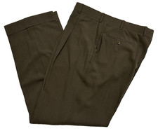 VINTAGE ARMANI COLLEZIONI SINGLE PLEAT BELT LOOP TAUPE SOLID WOOL PANT SIZE 38R