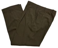 VINTAGE ARMANI COLLEZIONI SINGLE PLEAT BELT LOOP TAUPE SOLID WOOL PANT SIZE 38R