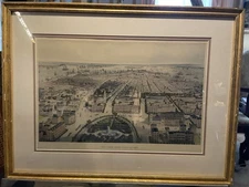 VINTAGE VUE Nice Framed Litho Watercolor GENERALE DE NEW YORK FROM UNION SQUARE
