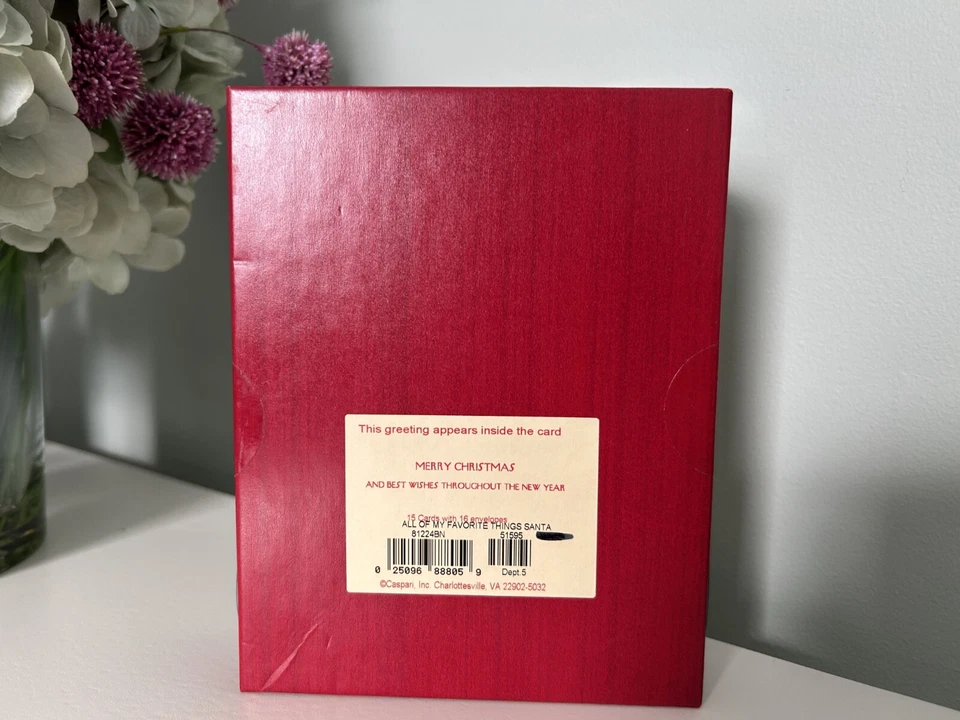 Tarjetas de Navidad Caspari en caja "Todas mis cosas favoritas de Santa", 15 tarjetas, nuevas en caja Foto 2 de 2