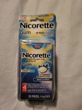 Nicorette Gum Coated White Ice Mint Pocket Pack 20 pieces 4 mg Exp 03/2025