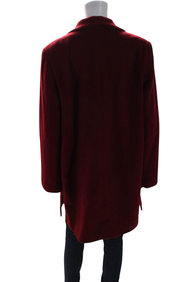 Ellen Tracy Women's Collared Long Sleeves Button Up Pockets Coat Red