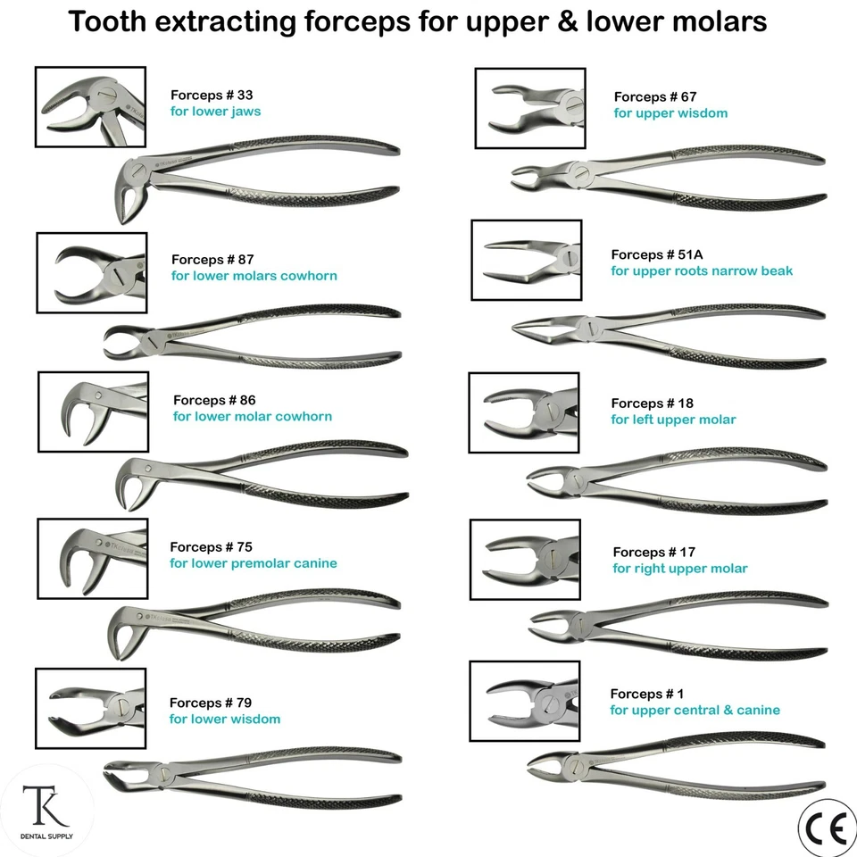 Tooth Extracting Forceps For Lower & Upper Molars Roots Loosening Surgical Tools - Image 1 of 1