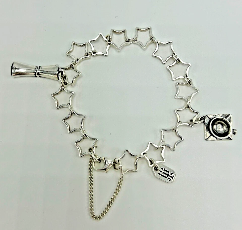 Браслет со звездами из чистого серебра James Avery 7,5 дюйма с выпускной кепкой и подвесками для диплома - Изображение 3 из 4