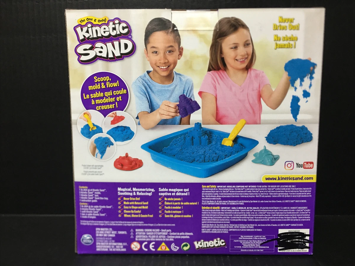 Kinetic Sandcastle Kit Set 3 Molds Tool BLUE Sand & Play Tray Never Dries  Out