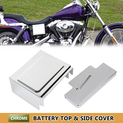 Chrome Battery Cover Kit For Harley Dyna Models (1997-2005) - Side & Top Covers For Sealed Batteries