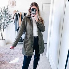 Max & Co. Olive Green Utility Jacket With Removable Fur Lining Euc Sz Xs