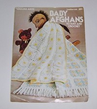 LEISURE ARTS LEAFLET PATTERN VINTAGE 1976 BABY AFGHANS TO KNIT CROCHET 64