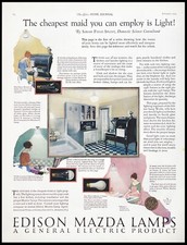 1924 EDISON Mazda Lamps 1920s Kitchen Scene General Electric Vintage PRINT AD