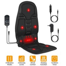 Car Heated Massage Seat Cushion Lumbar Back Neck Massager Chair Pad Adjustable