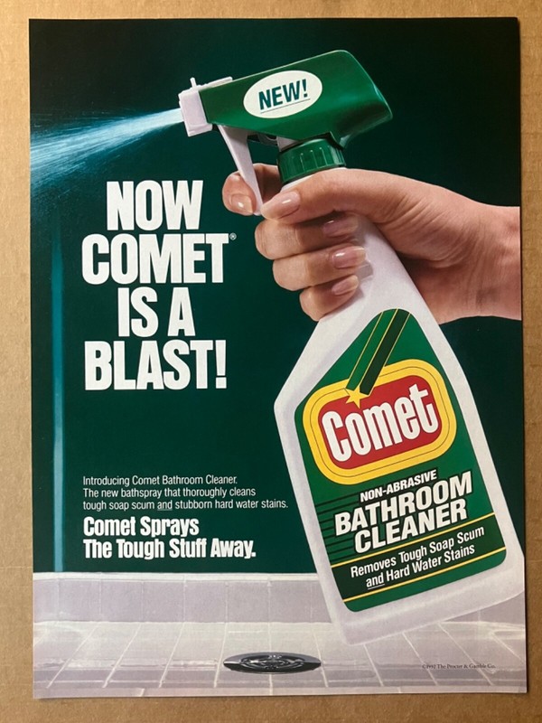 1993 Comet Bathroom Cleaner "NOW COMET IS A BLAST!" Print Ad, 7.75"x10.75"