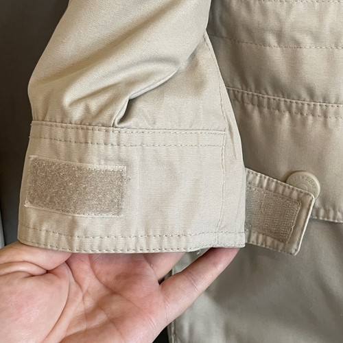 St. Johns Bay Womens Petite M Jacket Beige Snap Off Hood Toggle Cinch Waist - Picture 8 of 14