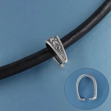 Oxidized Sterling Silver Dots Pendant Pinch Bail Slider Connector 11mm #33399