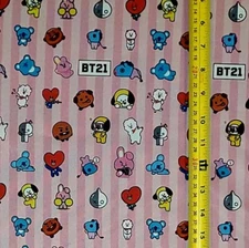 BTS BT21 PINK KAWAII FABRIC  (HALF-YARD OR 1-YARD)